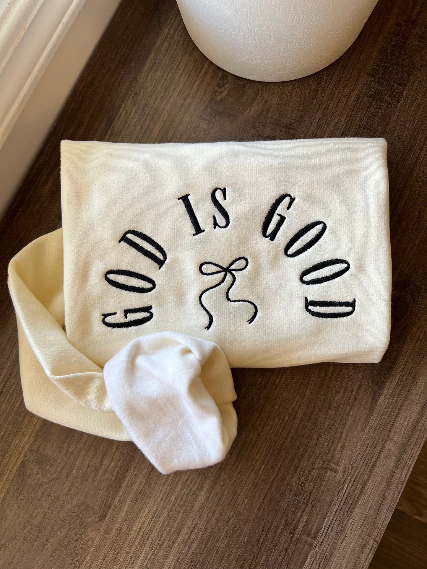 God Is Good Bow Crewneck Sweatshirt