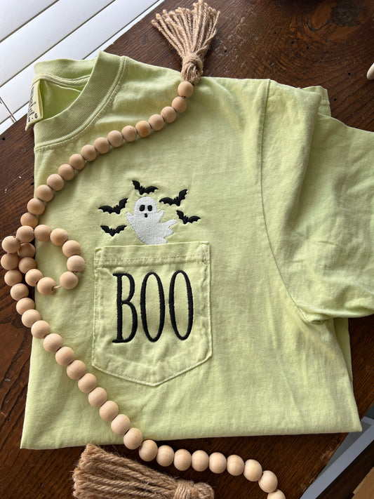 Boo Ghost Comfort Colors Pocket Tee